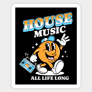 HOUSE MUSIC  - Retro Mascot All Life Long (white/orange/blue) Magnet